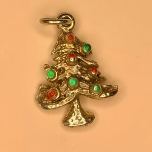 Vintage Gold-tone Christmas Tree Charm/Pendant
